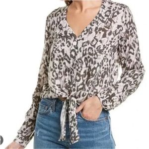 Anthropology Cloth &Stone Button Up Long SleeveGray Leopard  Print size Small